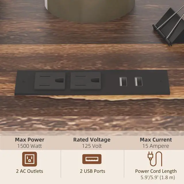 Alt view image 4 of 7 - Vinsetto Mobile Printer Stand with Socket & USB Ports, Rustic Brown