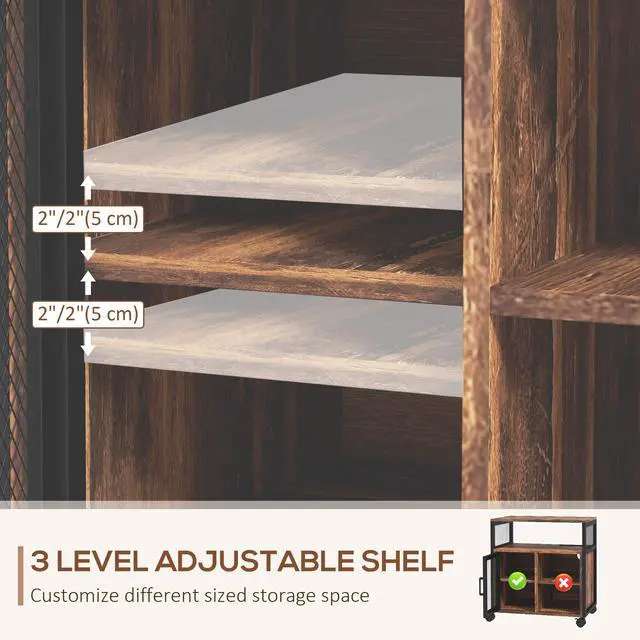Alt view image 6 of 7 - Vinsetto Mobile Printer Stand with Socket & USB Ports, Rustic Brown
