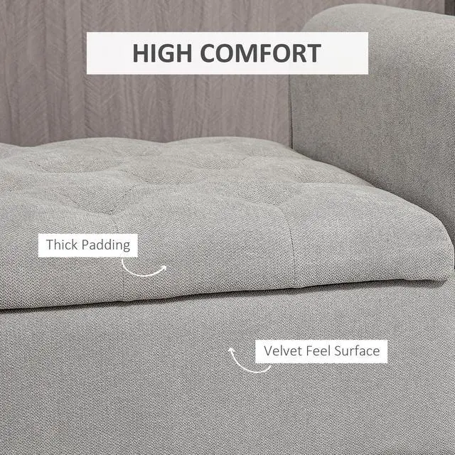 Alt view image 4 of 7 - HOMCOM 50" Storage Ottoman Bench, Upholstered End of Bed Bench with Rolled Arms, Wood Legs, Button Tufted Storage Bench with Safety Hinges for Living Room, Entryway, Bedroom, Gray