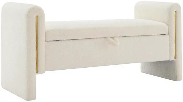 Main image of Modern Teddy Bed End Bench with Arms and Storage,Upholstered Large Foot Rest Stool, Comfy Window Vanity Bench for Living Room,Bedroom,Dorm,Coffee Table,Teddy Cream