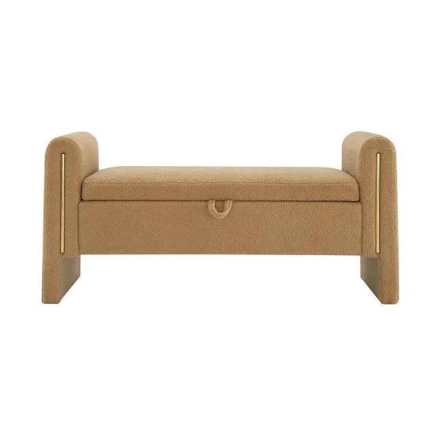 Alt view image 6 of 7 - Modern Teddy Bed End Bench with Arms and Storage,Upholstered Large Foot Rest Stool, Comfy Window Vanity Bench for Living Room,Bedroom,Dorm,Coffee Table,Teddy Coffee