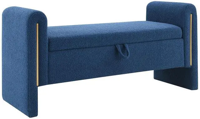 Main image of Modern Teddy Bed End Bench with Arms and Storage,Upholstered Large Foot Rest Stool, Comfy Window Vanity Bench for Living Room,Bedroom,Dorm,Coffee Table,Teddy Navy Blue