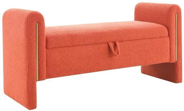 Main image of Modern Teddy Bed End Bench with Arms and Storage,Upholstered Large Foot Rest Stool, Comfy Window Vanity Bench for Living Room,Bedroom,Dorm,Coffee Table,Teddy Orange
