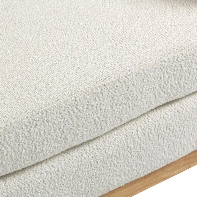 Alt view image 5 of 7 - 54.3"W Elegant Upholstered Bench, Ottoman with Wood Legs & 2 Bolster Pillows for End of Bed, Bedroom, Living Room, Entryway ,Ivory