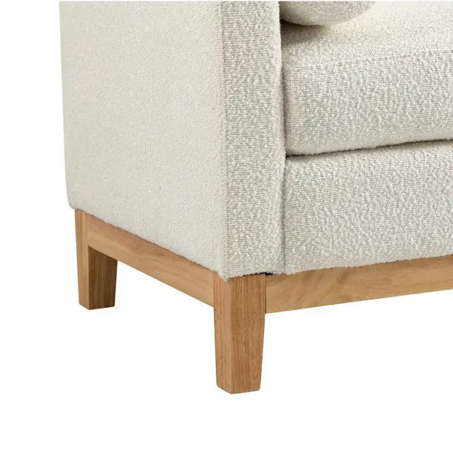 Alt view image 7 of 7 - 54.3"W Elegant Upholstered Bench, Ottoman with Wood Legs & 2 Bolster Pillows for End of Bed, Bedroom, Living Room, Entryway ,Ivory