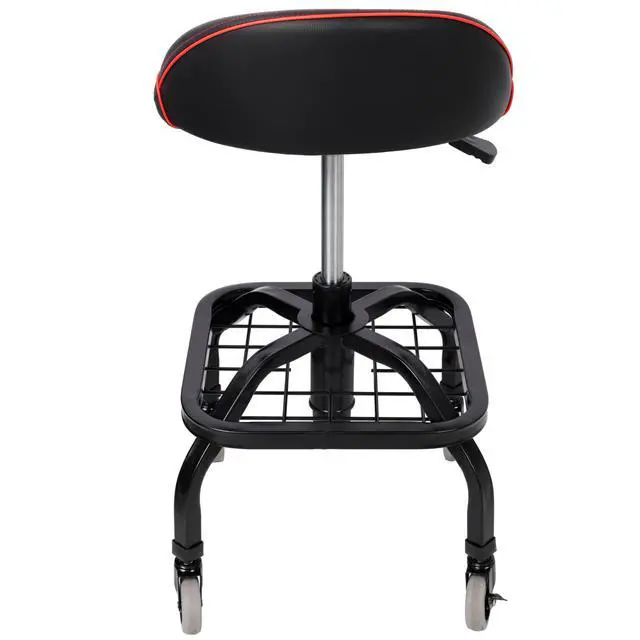 Alt view image 4 of 7 - Rolling Padded Shop Seat with Wheels, Adjustable Height Mechanic Stool for Garage, Workshop, Home