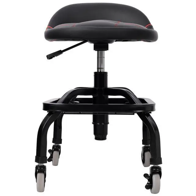 Alt view image 3 of 7 - Rolling Padded Shop Seat with Wheels, Adjustable Height Mechanic Stool for Garage, Workshop, Home