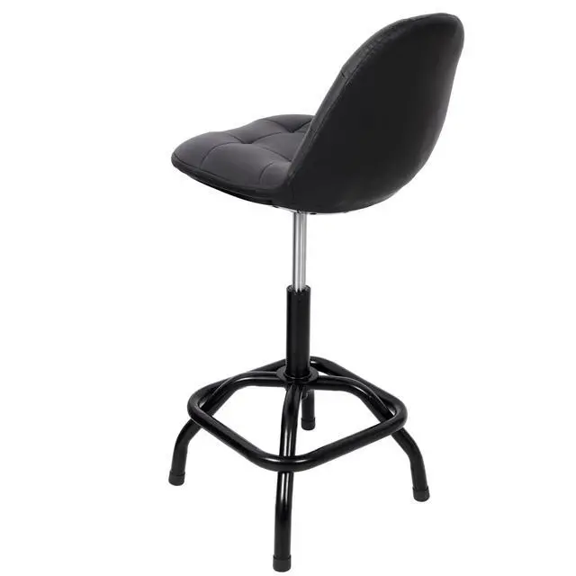 Alt view image 4 of 7 - 360° Swivel Adjustable Height Bar Stool with High Back Support, Modern Counter Stool for Bar, Shop, Kitchen
