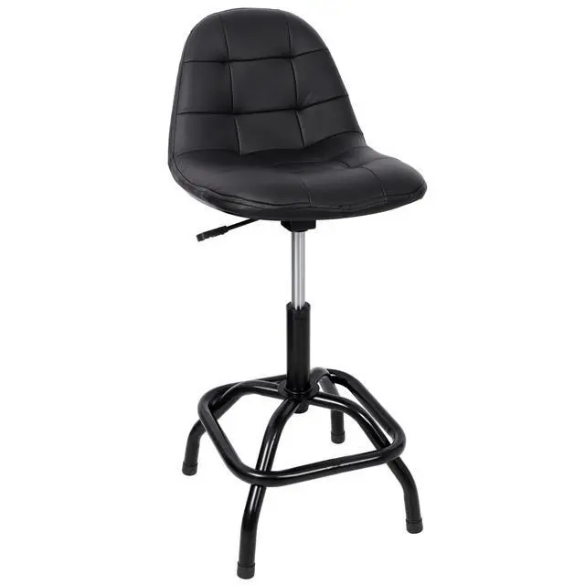Alt view image 3 of 7 - 360° Swivel Adjustable Height Bar Stool with High Back Support, Modern Counter Stool for Bar, Shop, Kitchen