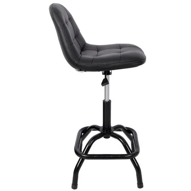 Alt view image 5 of 7 - 360° Swivel Adjustable Height Bar Stool with High Back Support, Modern Counter Stool for Bar, Shop, Kitchen
