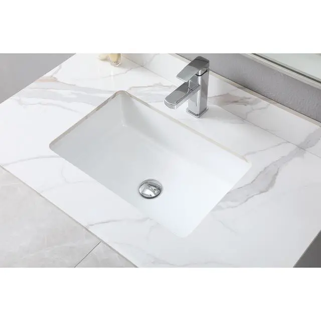 Alt view image 5 of 7 - Montary 37inch bathroom vanity top stone carrara gold new style tops with rectangle undermount ceramic sink and single faucet hole