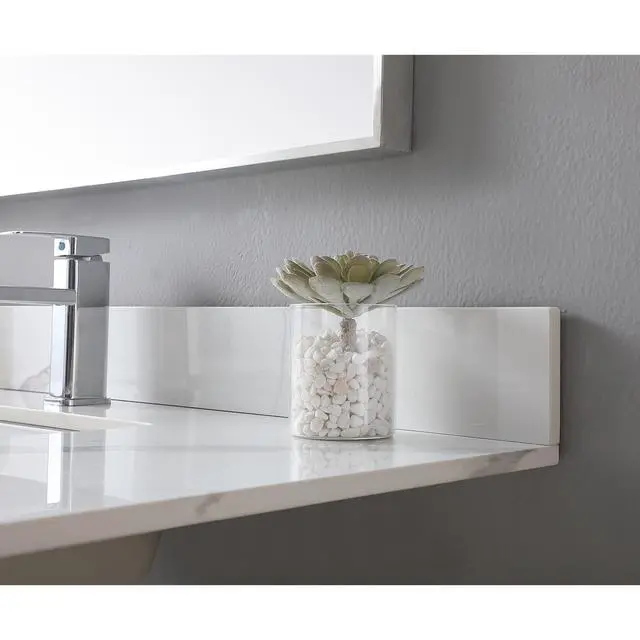 Alt view image 4 of 7 - Montary 43x 22 inch bathroom stone vanity carrara gold color sintered stone vanity top with single faucet hole .