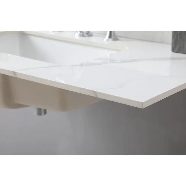 Alt view image 7 of 7 - Montary 43x22inch bathroom vantiy top sintered stone carrara gold with 3 faucet hole for bathroom cabinet .