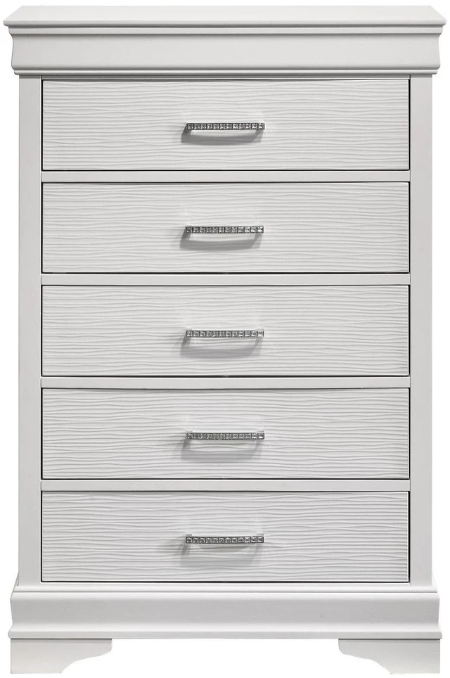 Main image of Modern 5 Drawers Chest made with Wood in White