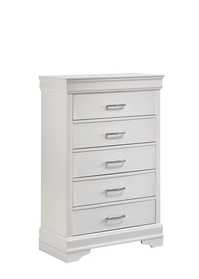 Alt view image 4 of 5 - Modern 5 Drawers Chest made with Wood in White