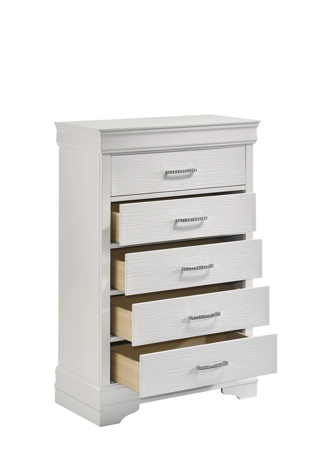 Alt view image 2 of 5 - Modern 5 Drawers Chest made with Wood in White