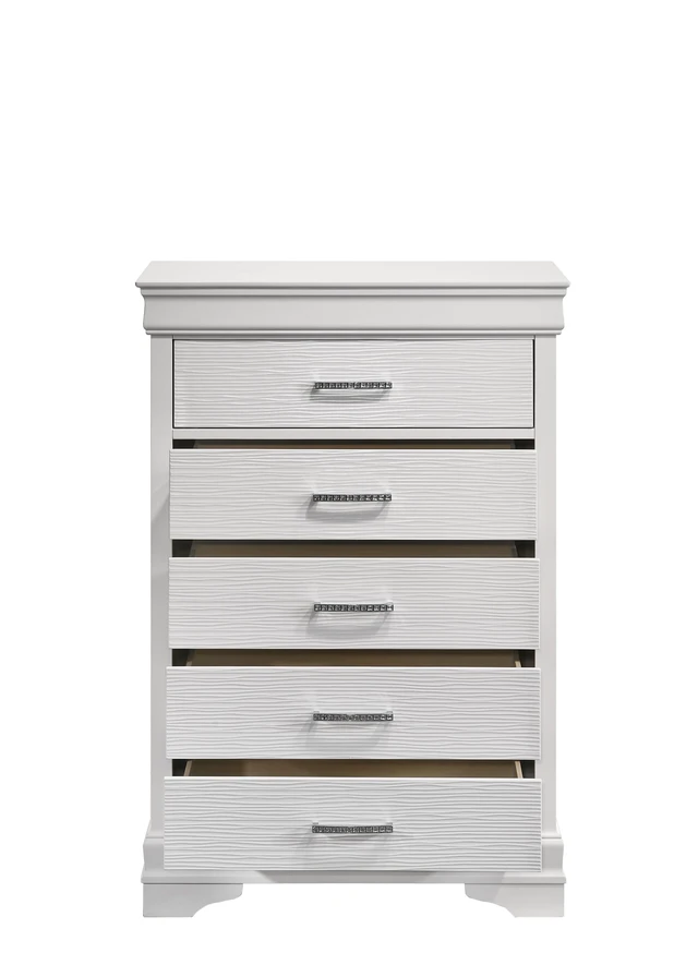 Alt view image 3 of 5 - Modern 5 Drawers Chest made with Wood in White