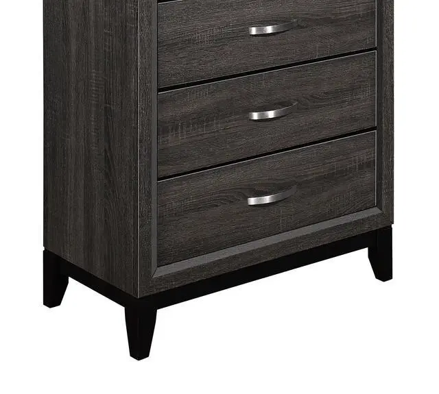 Alt view image 5 of 7 - Contemporary Design Gray Finish 1Pc Chest Of Dovetail Drawers Polished Chrome Bar Pulls Bedroom Furniture