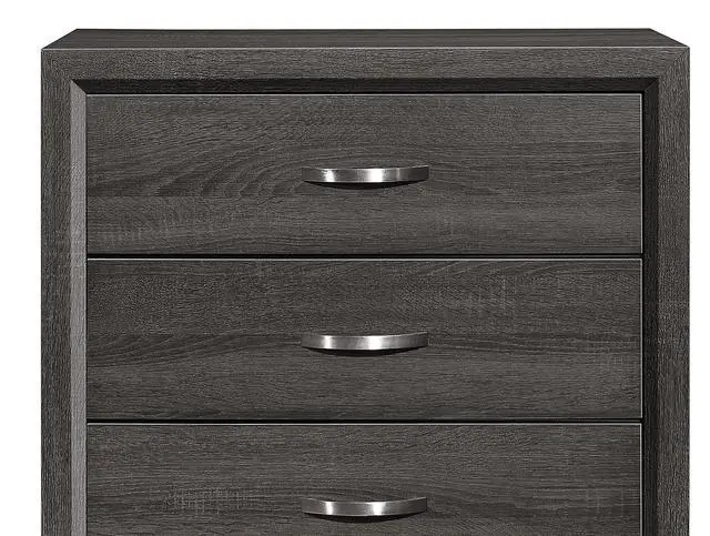 Alt view image 4 of 7 - Contemporary Design Gray Finish 1Pc Chest Of Dovetail Drawers Polished Chrome Bar Pulls Bedroom Furniture