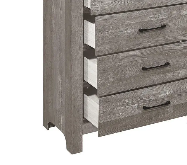 Alt view image 4 of 7 - Rustic Design Gray Finish 1pc Chest with Storage Drawers Black Metal Hardware Bedroom Furniture