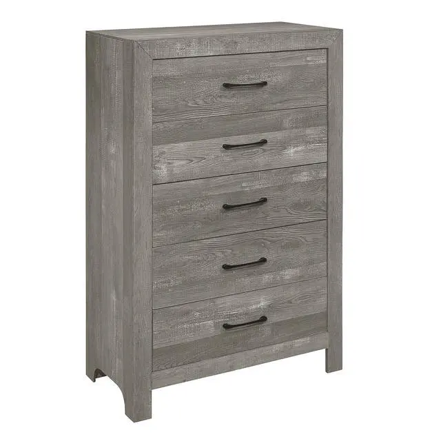 Alt view image 2 of 7 - Rustic Design Gray Finish 1pc Chest with Storage Drawers Black Metal Hardware Bedroom Furniture