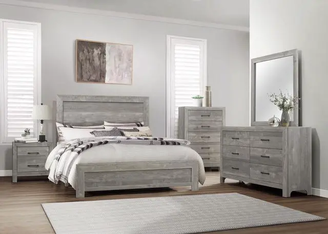 Alt view image 5 of 7 - Rustic Design Gray Finish 1pc Chest with Storage Drawers Black Metal Hardware Bedroom Furniture