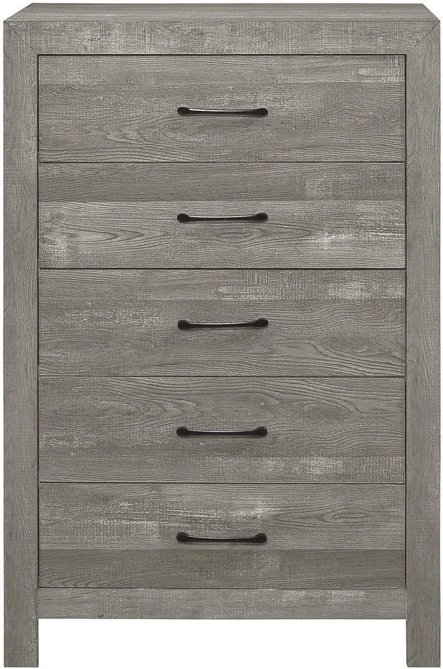 Main image of Rustic Design Gray Finish 1pc Chest with Storage Drawers Black Metal Hardware Bedroom Furniture
