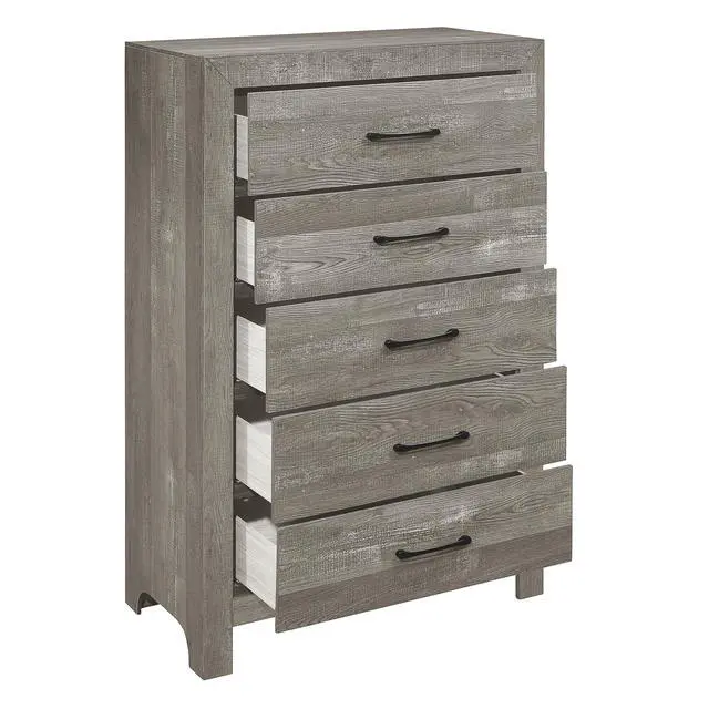 Alt view image 3 of 7 - Rustic Design Gray Finish 1pc Chest with Storage Drawers Black Metal Hardware Bedroom Furniture