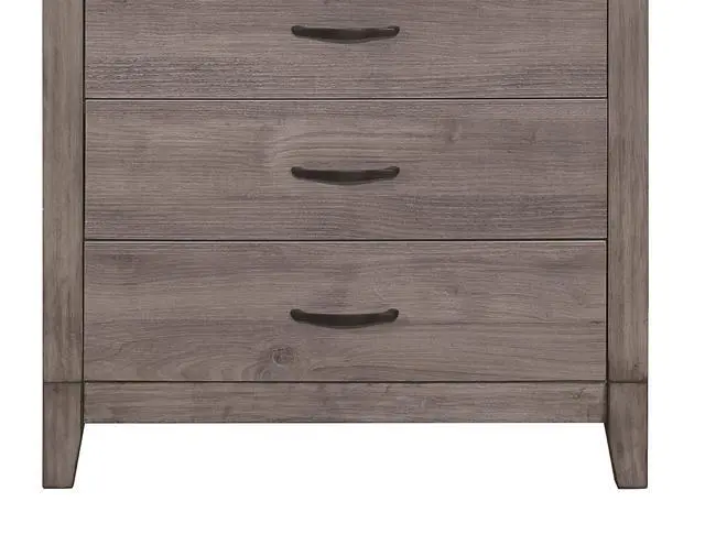 Alt view image 5 of 7 - Brownish Gray Finish 1pc Bedroom Chest of 5 Drawers Melamine Laminate Dark Metal Hardware Corner Rivets