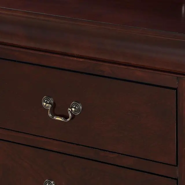 Alt view image 5 of 6 - 1pc Cherry Finish Five Drawers Louis Philip Chest Solid Wood Contemporary Sleek Ample Storage