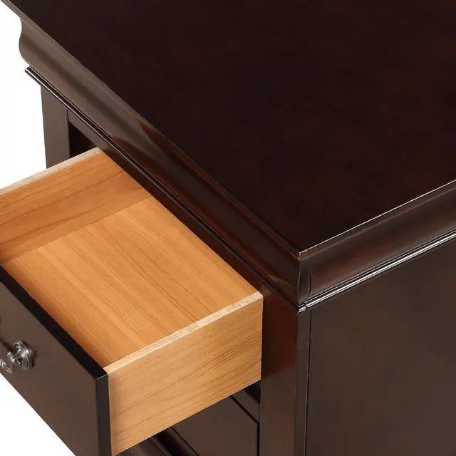 Alt view image 4 of 6 - 1pc Cherry Finish Five Drawers Louis Philip Chest Solid Wood Contemporary Sleek Ample Storage