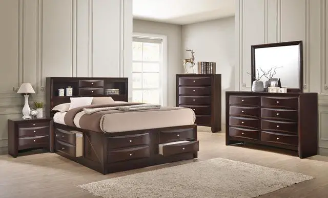 Alt view image 6 of 6 - 1Pc Contemporary 5 Drawer Chest Brown Finish Solid Wood Wooden Bedroom Furniture