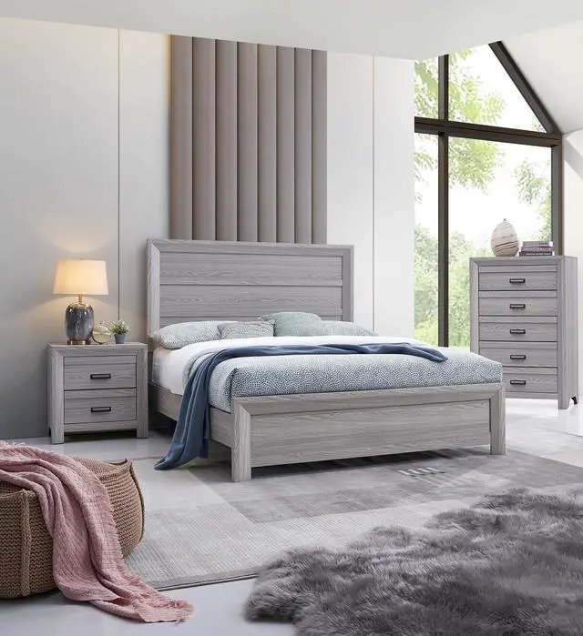 Alt view image 5 of 5 - 1Pc Contemporary Five Drawers Chest Gray Driftwood Finish Rustic Finish Bedroom Wooden Furniture