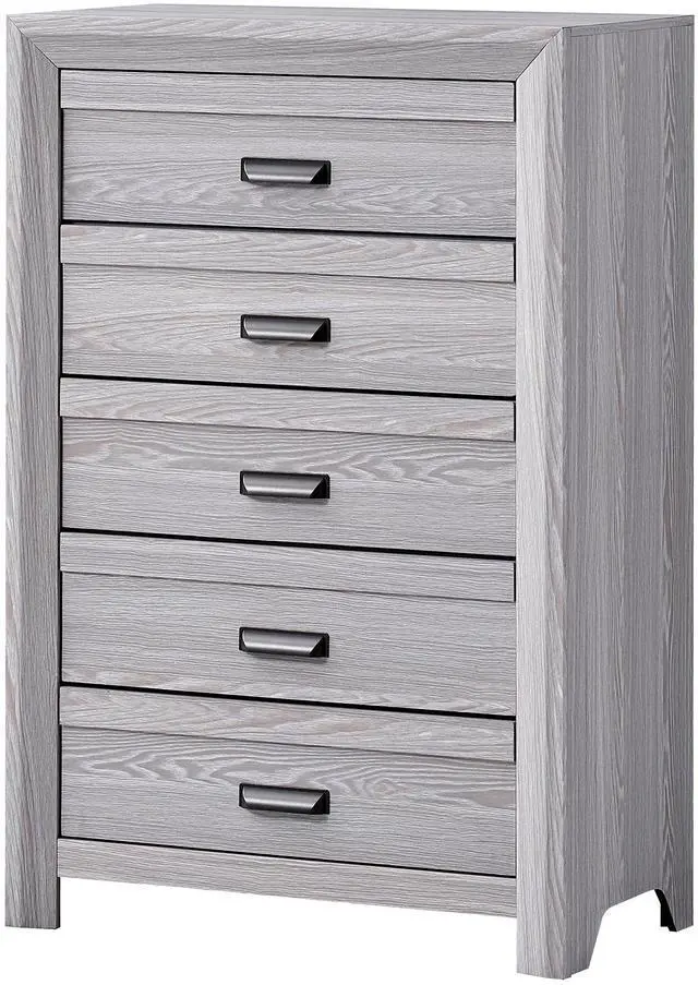 Alt view image 2 of 5 - 1Pc Contemporary Five Drawers Chest Gray Driftwood Finish Rustic Finish Bedroom Wooden Furniture