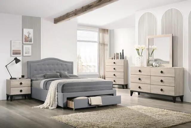 Alt view image 7 of 7 - Modern Design Bedroom Furniture 1Pc Cream 4 Drawers Beautiful Chest With Faux Marble Top