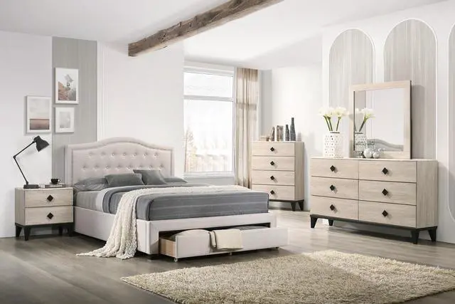 Alt view image 5 of 7 - Modern Design Bedroom Furniture 1Pc Cream 4 Drawers Beautiful Chest With Faux Marble Top