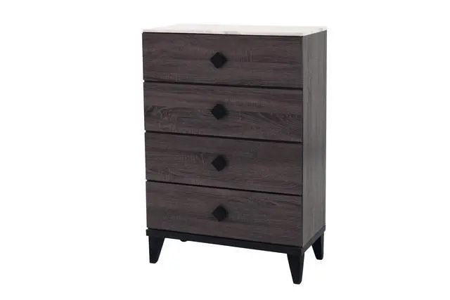 Alt view image 4 of 7 - Modern Design Bedroom Furniture 1Pc Chest Of Drawers Only Beautiful Knob Pulls 4X Drawers Storage Faux Marble Top