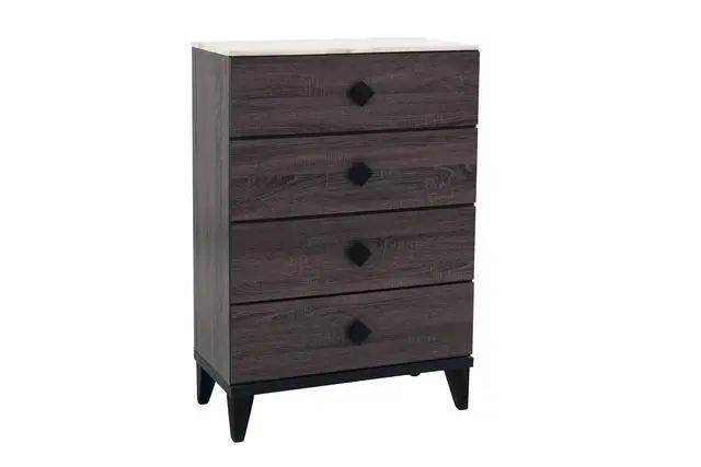 Alt view image 5 of 7 - Modern Design Bedroom Furniture 1Pc Chest Of Drawers Only Beautiful Knob Pulls 4X Drawers Storage Faux Marble Top