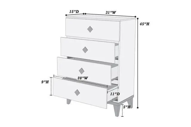 Alt view image 3 of 7 - Modern Design Bedroom Furniture 1Pc Cream 4 Drawers Beautiful Chest With Faux Marble Top