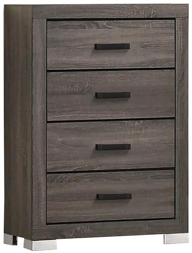 Main image of Modern Transitional Style 1pc Wooden Chest Bar Handle Gray Finish Bedroom Furniture