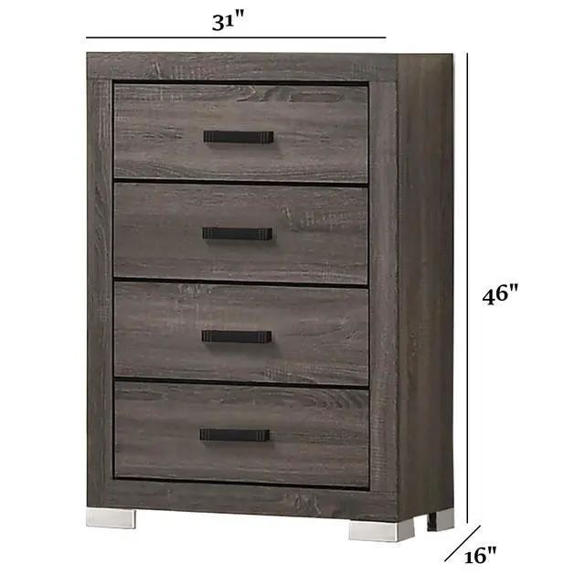 Alt view image 3 of 6 - Modern Transitional Style 1pc Wooden Chest Bar Handle Gray Finish Bedroom Furniture