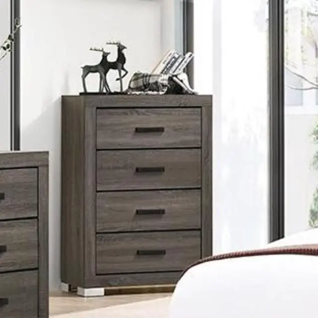Alt view image 2 of 6 - Modern Transitional Style 1pc Wooden Chest Bar Handle Gray Finish Bedroom Furniture