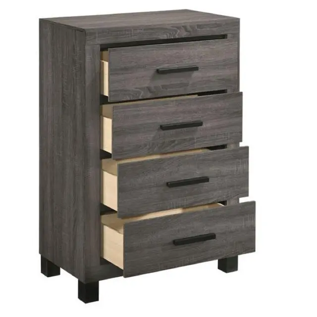 Alt view image 5 of 6 - Modern Transitional Style 1pc Wooden Chest Bar Handle Gray Finish Bedroom Furniture