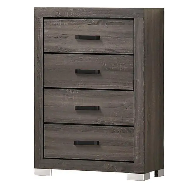 Alt view image 6 of 6 - Modern Transitional Style 1pc Wooden Chest Bar Handle Gray Finish Bedroom Furniture