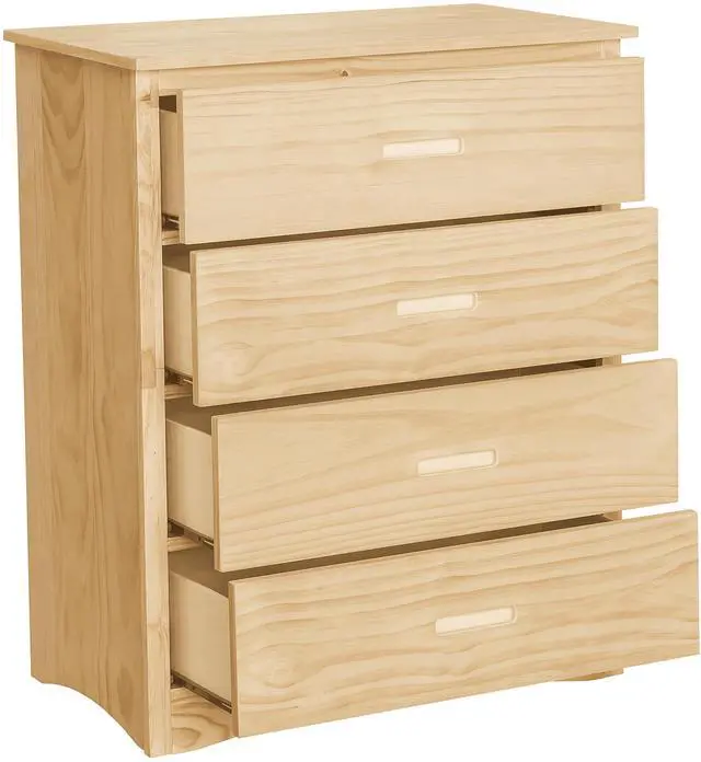 Alt view image 4 of 7 - 4-Drawer Storage Chest Natural Pine Finish Wooden Bedroom Furniture 1Pc Vertical Dresser