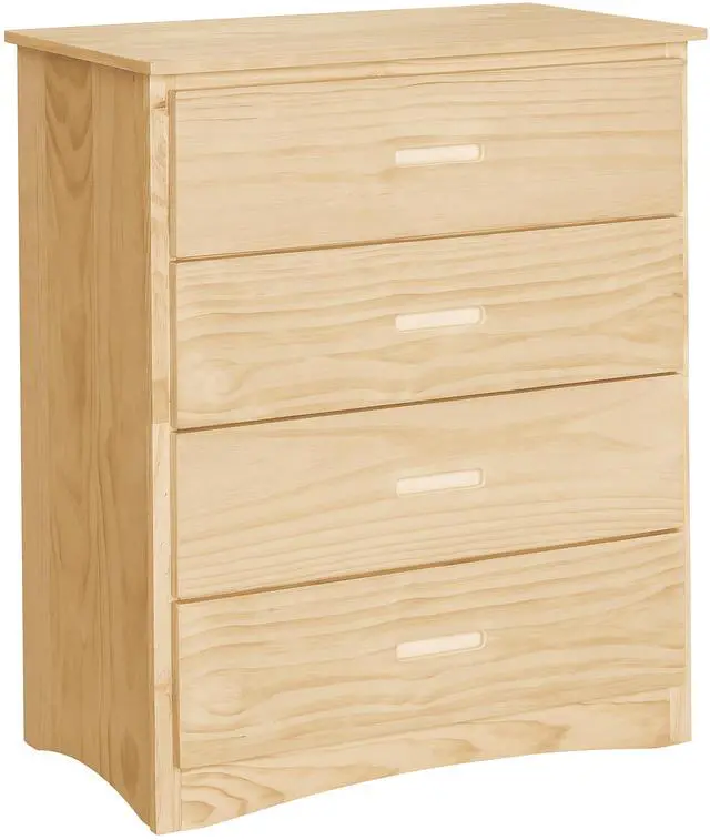 Alt view image 3 of 7 - 4-Drawer Storage Chest Natural Pine Finish Wooden Bedroom Furniture 1Pc Vertical Dresser