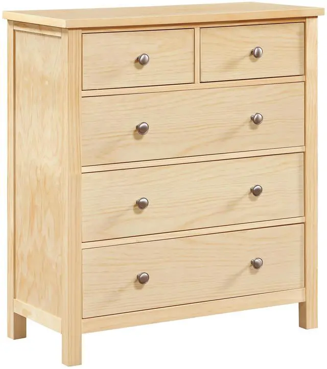 Alt view image 3 of 7 - 5-Drawers Chest Bedroom Furniture Natural Pine Finish Wooden 1Pc Vertical Storage Unit