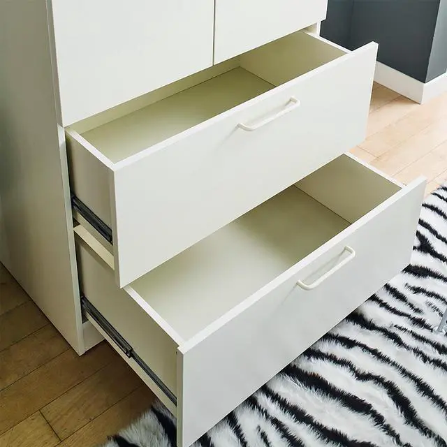 Alt view image 5 of 5 - Emma Two-Door Wood Closet with Two Drawers and Hanging Bars in White