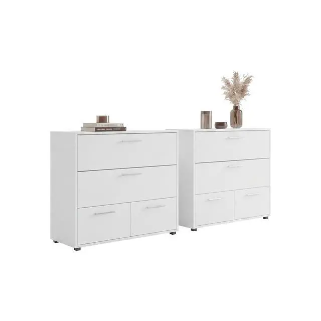 Alt view image 2 of 7 - White Dresser with Drawers, Set of 2