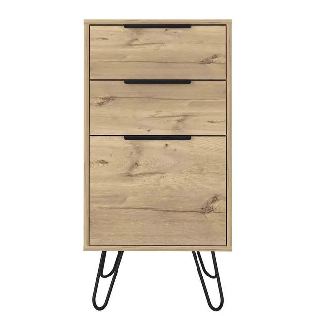 Alt view image 2 of 7 - Augusta Light Dresser, Hairpin Legs, Superior Top,Three Drawers -Light Oak